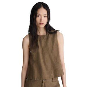 Madewell Shell Top 100% Linen Khaki 2025  Closet Staple Size XXS